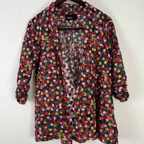 Andria Leiu Blouse Size Small dots circles - Picture 3 of 6